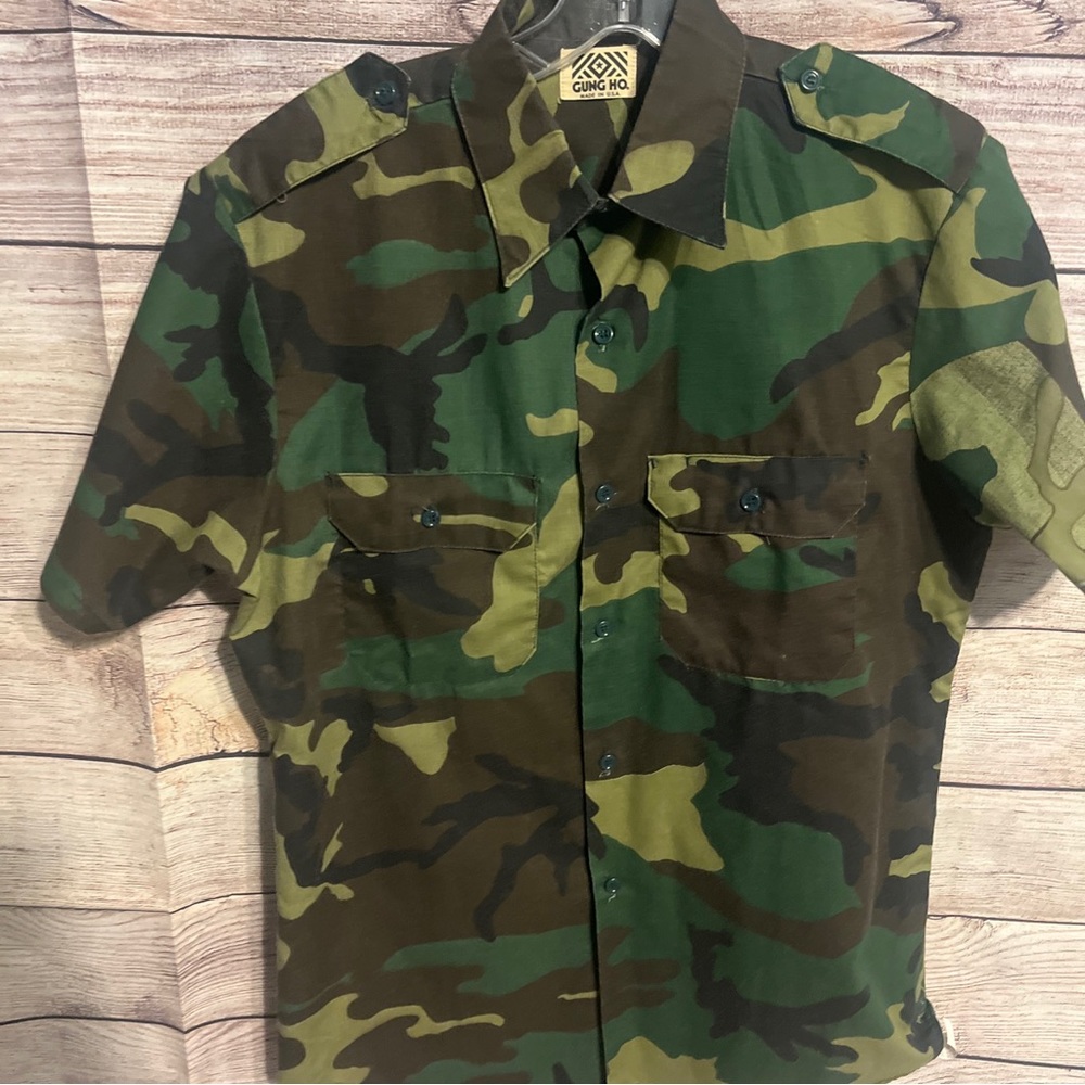 Vtg GUNG HO Outdoors USA Army Camo Men’s Shirt. M/L? Mint